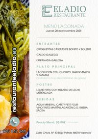 MENÚ LACONADA RESTAURANTE ELADIO